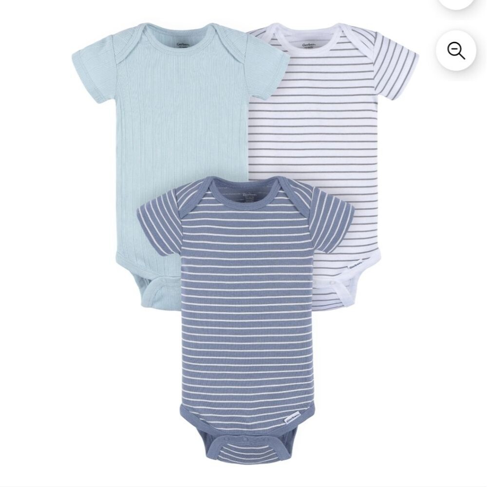 Gerber Baby Neutral Short Sleeve Onesies, 3-Pack, Size 18m
